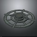Rustic Vintage Round Wheel Shaped Stone Furniture With Decorative Spokes Structure