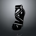 Stylish Black High Heels With Strappy Design And White Accents