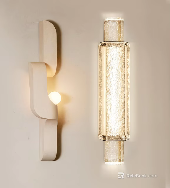 Modern Minimalist Wall Lamps Featuring Curved Structure Textured Glass Shade And Warm Light 3d model 