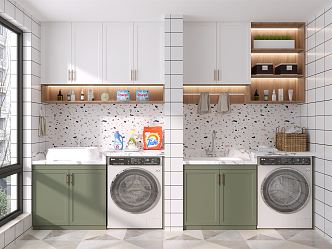 modern washing machine cabinet laundry cabinet 3d model