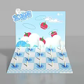 Interactive Zone For Kids With Ring Toss Poles Strawberry Decorations And Clouds