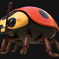 Adorable 3D Ladybug Figure With Red Shell Black Spots Yellow Head And Brown Legs