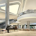 Modern Shopping Mall Hall With Glass Storefronts Mannequins And Bright Lighting