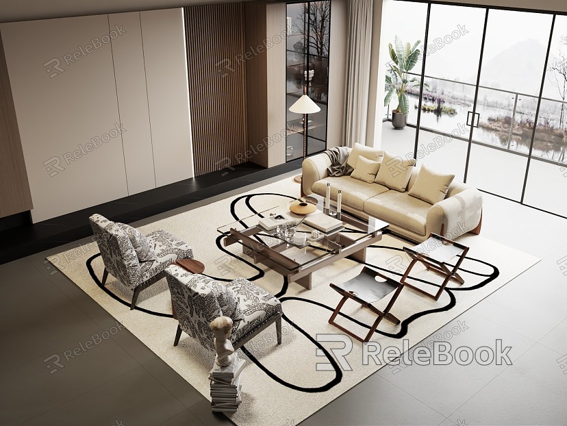 Modern sofa coffee table combination model