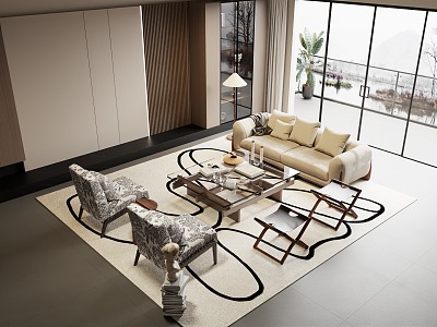 Modern sofa coffee table combination model