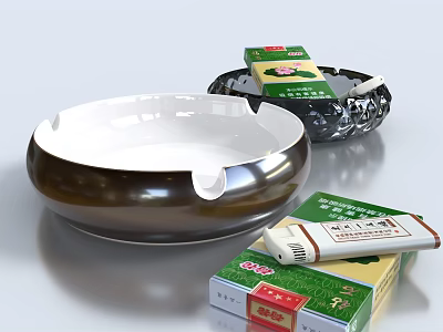 Decorative Ashtray And Cigarette Pack Ornament Set For Stylish Home Decor 3d model