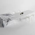 Modern Marble Dining Table Set With White Chairs And Tabletop Decor 3d model
