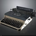 Vintage Typewriter With Inevitability Sign Metal Wooden Structure And Black Keys