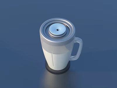 Transparent Blender Cup With Silver Lid Black Base And Handle For Fresh Beverages 3d model