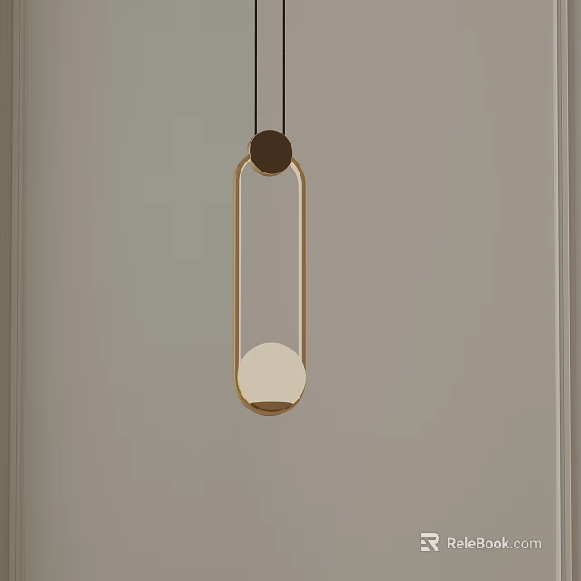 Modern Minimalist Golden Pendant Light With Circular Elements And Metal Frame 3d model