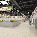 Supermarket Interior With Fresh Produce Vegetable Fruit Shelves And Customers Shopping