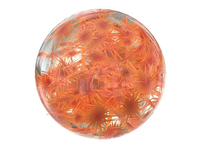 Decorative Ornament Set With Transparent Sphere And Orange Floral Decorative Elements For Home Interior Decor 3d model
