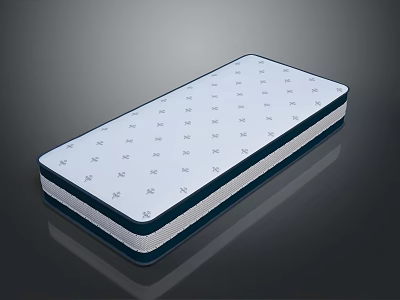 Modern Comfortable Mattress With Small Patterned Surface And Navy Blue Border 3d model