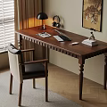 Quiet Ancient Style Desk and Chair Solid Wood Computer Desk and Chair Solid Wood Single Chair Writing Desk Learning Desk and Chair Office Desk and Chair Finished Desk Computer Decoration Combination 3d model