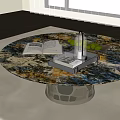 Modern Round Glass Top Coffee Table With Metal Base Open Book Fruit Tray