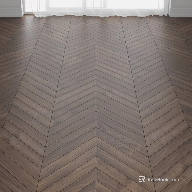 Dark Herringbone Hardwood Flooring For Modern Interiors 3d model