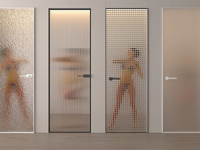 Modern Interior Textured Glass Doors With Frosted Patterned And Privacy Features 3d model