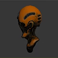 Orange Mechanical Sci Fi Character Head With Circular Display And Armored Body 3d model