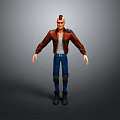 3D Male Character Design With Spiky Hair Brown Jacket White Shirt And Blue Jeans