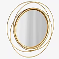 Stylish Circular Mirror with Multiple Golden Metal Rings Decorative Design 3d model