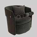 Modern Gray Single Sofa with Patterned Accent Pillow and Leather Trimmed Armrests