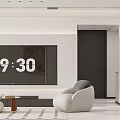 Modern Living Dining Room With Black Sofa Gray Armchair And Colorful Abstract Painting