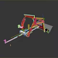 Utility Vehicle With Red Mechanical Arm And Metal Work Platform Design 3d model