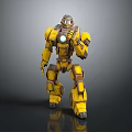 Yellow Mech Warrior Robot With Glowing Chest Core And Detailed Armor