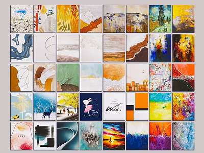 Abstract Paintings Art Collection Featuring Diverse Styles And Vibrant Colors 3d model