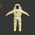 Man in White Astronaut Spacesuit with NASA Logo Standing on Gray Background