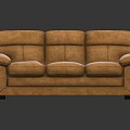 Modern Three Seater Sofa In Light Brown Leather With Plush Seats And Thick Armrests