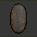 Wooden Stone Decorative Object With Oval Shape Polished Surface Textured Amber Brown Glossy Finish