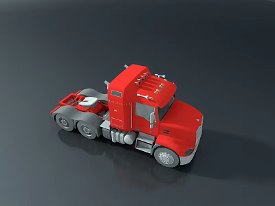 Red Semi Truck With Modern Cab Design And Metallic Silver Wheels 3d model