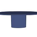 Modern Round Dining Table With Smooth Navy Blue Top And Ribbed Base Design 3d model