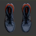 Blue Running Shoes With Red Accents Striped Upper And Streamlined Silhouette