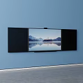 Modern TV Wall Mount Bracket With Scenic Display On Blue Wall 3d model