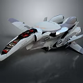Futuristic Sleek Aircraft Design With Cockpit Angular Wings Metallic Finish And Black Accents