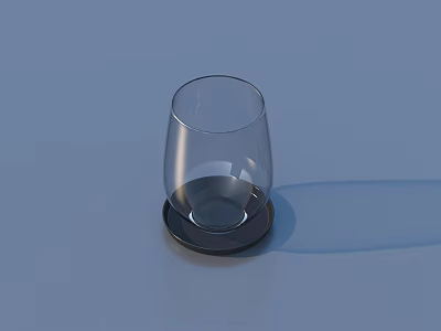 Transparent Glass Cup Placed On Dark Coaster With Light Blue Background 3d model