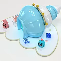 Cute Blue Shell House With Octopus Toy And Coral Ocean Kids Decor
