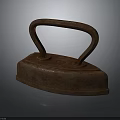 Rusty Vintage Clothes Iron With Curved Handle And Weathered Metal Surface