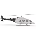 White and Black Helicopter with Rotor Blades Cockpit and Landing Gear