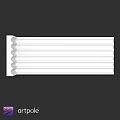 White Elongated Structural Components With Rounded Ends Arranged In Parallel Rows