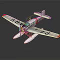Vintage Silver Red Fighter Plane With Propeller AB CF Markings And Dark Reflective Surface