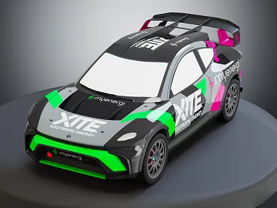 Hyundai XITE Racing Car With Black Green Pink Accents And Sleek Sporty Design 3d model