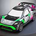 Hyundai XITE Racing Car With Black Green Pink Accents And Sleek Sporty Design