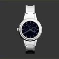 Stylish Modern Watch With Silver Stainless Steel Band And Blue Dial