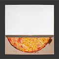 Open Cardboard Pizza Box Holding Tasty Cheese And Tomato Covered Pizza