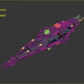 Futuristic Space Battleship 3D Model With Detailed Blue Red Structure And Lighting 3d model