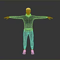 Man Standing With Arms Outstretched In Dark Long Sleeve Top And Pants