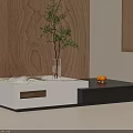 Modern Sofa and Coffee Table Set With White Table Open Book Green Plant And Lemons